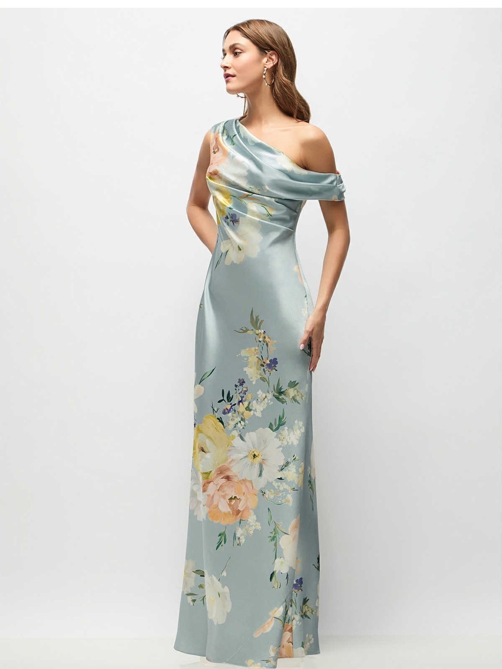 Dessy Collection | Dresses | Dessy Collection Light Blue Floral Draped Gown  | Poshmark